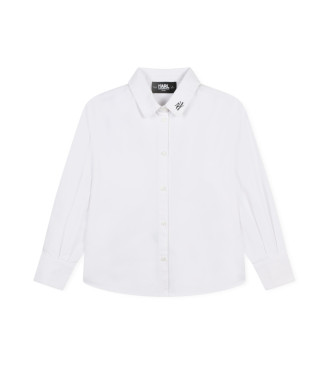 Karl Lagerfeld Camisa en sarga de nailon y algodn blanco