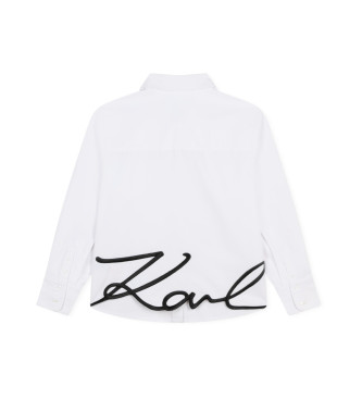 Karl Lagerfeld Camicia in twill di cotone e nylon bianco