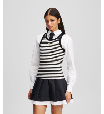 Karl Lagerfeld Majica Canalé Ikon bela, črna