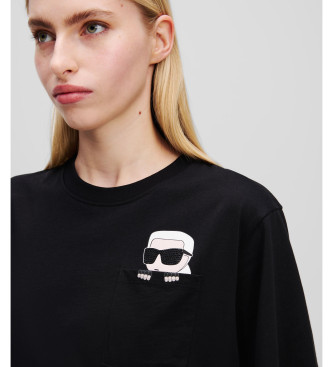 Karl Lagerfeld T-Shirt mit schwarzen Strasssteinen