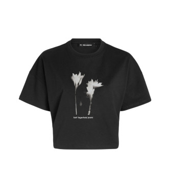 Karl Lagerfeld T-shirt corta floreale normale in nero