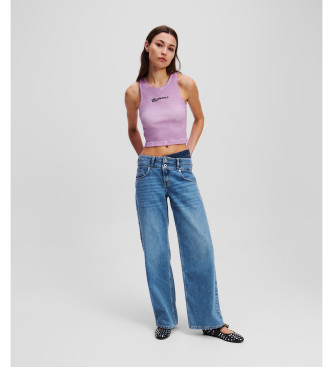 Karl Lagerfeld Blaue Skinny-Jeans mit doppelter Taille