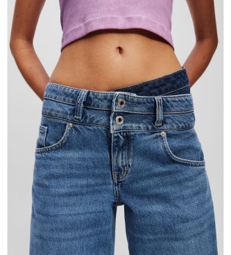 Karl Lagerfeld Blaue Skinny-Jeans mit doppelter Taille