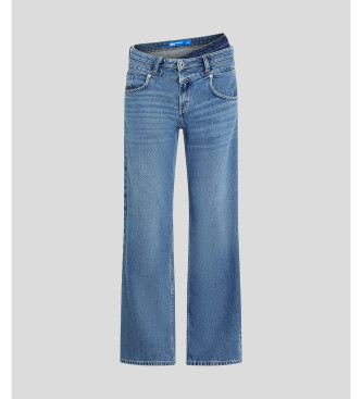 Karl Lagerfeld Blaue Skinny-Jeans mit doppelter Taille