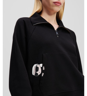 Karl Lagerfeld Czarny sweter w stylu polo