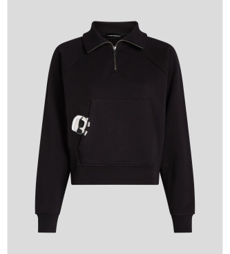 Karl Lagerfeld Czarny sweter w stylu polo