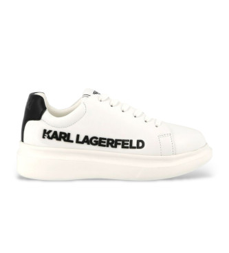 Karl Lagerfeld Zapatillas de piel con logo en relieve blanco