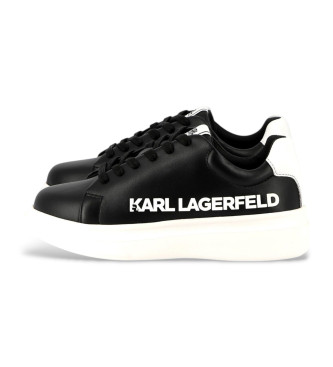 Karl Lagerfeld Czarne skórzane buty treningowe z wytłoczonym logo