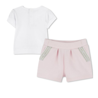 Karl Lagerfeld St med T-shirt og shorts, hvid, pink 