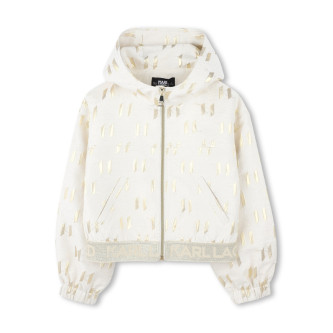 Karl Lagerfeld Cardigan con cappuccio bianco grezzo