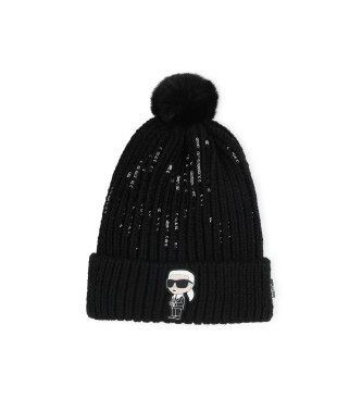 Karl Lagerfeld Black pompom hat