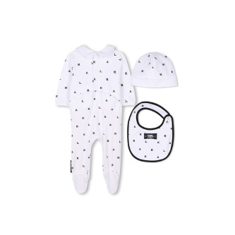 Karl Lagerfeld White pyjama, bib and cap set