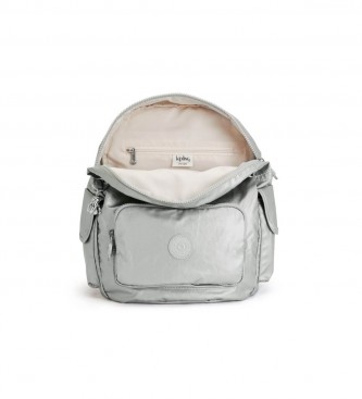 Kipling Backpack City Pack S silver gray -27x33.5x19cm
