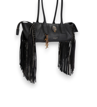 Kurt Geiger Sloane Eastwest sort skuldertaske med frynser