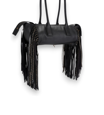 Kurt Geiger Sloane Eastwest sort skuldertaske med frynser