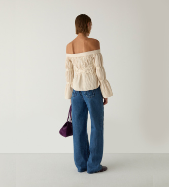 LAAGAM Blouse Addison froncée beige