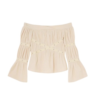 LAAGAM Blouse Addison froncée beige