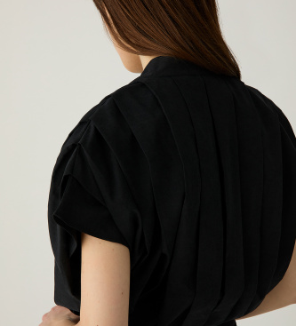 LAAGAM Blusa Kora plissada preta