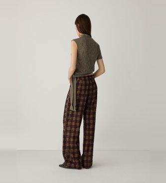 LAAGAM Calça de xadrez Zion marrom