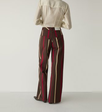 LAAGAM Pantalon Leroy en sergé rayé marron