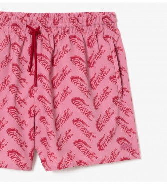 Lacoste Gerecycled polyester zwempak met roze opdruk