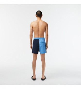 Lacoste Recycled blue block colour swimming costume