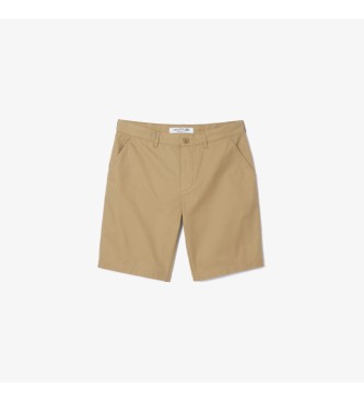 Lacoste Chino shorts van bruine gabardine stof