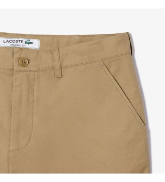 Lacoste Chino shorts van bruine gabardine stof