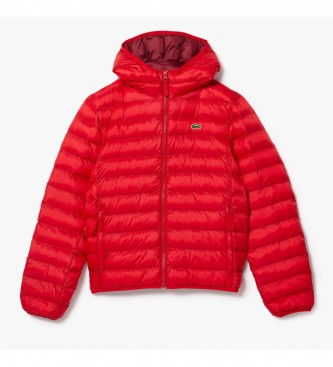 Lacoste Red quilted jacket with hood