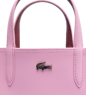 Lacoste Anna reversible tote bag in pink coated canvas