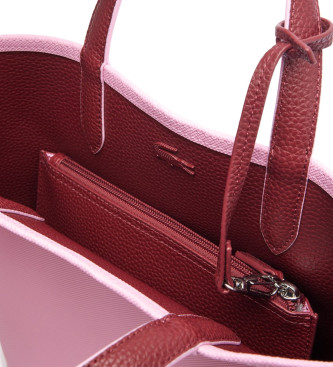 Lacoste Dwustronna torba Anna z powlekanego płótna w kolorze różowym