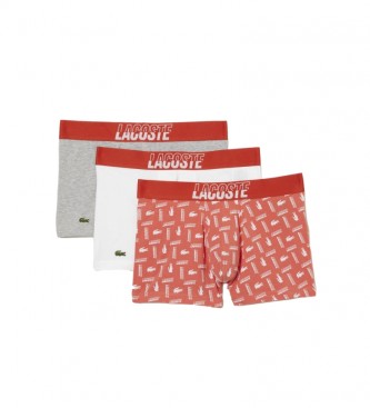 Lacoste Pack 3 Boxers stretch print white, orange