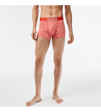 Lacoste Pack 3 Boxers stretch print wit, oranje