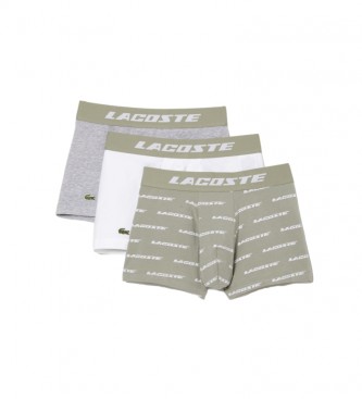 Lacoste Pack 3 Boxers Contrast Tailleband groen, wit