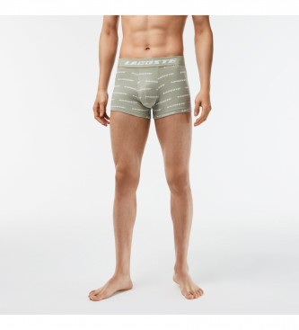 Lacoste Pack 3 Boxers Taille contraste vert, blanc