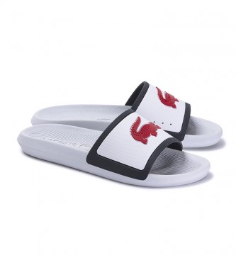 Lacoste Croco white flip flops