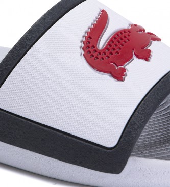 Lacoste Croco white flip flops