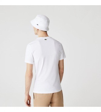 Lacoste Camiseta de Algodão Branco com Logotipo Crackle