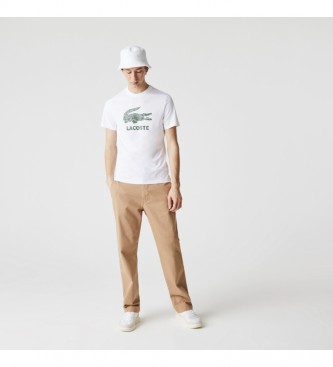 Lacoste T-Shirt en coton blanc avec logo Crackle