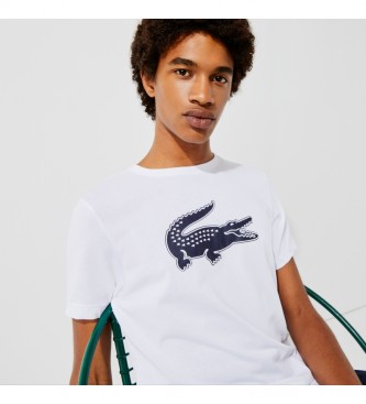 Lacoste T-Shirt sport avec impression crocodile 3D, blanc