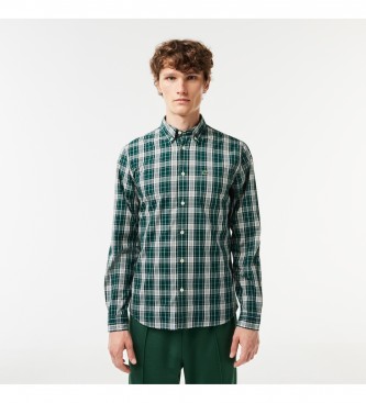Lacoste Camisa elstica com estampado xadrez verde
