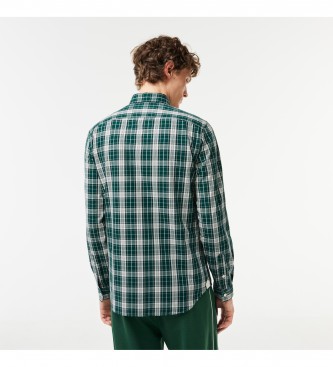 Lacoste Camisa elstica con estampado de cuadros verde