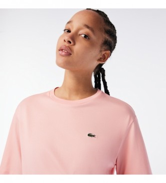 Lacoste T-shirt i bomuld med rund hals pink