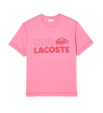 Lacoste T-shirt rosa de algodo estampado