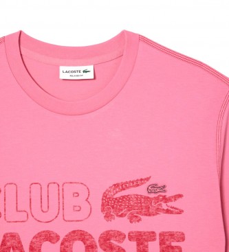 Lacoste Pink vintage printed cotton T-shirt