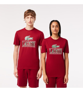 Lacoste T-shirt i tyk bomuld rd