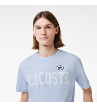 Lacoste T-shirt z kontrastowym nadrukiem i niebieską naszywką
