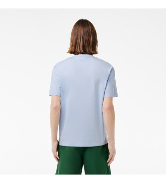 Lacoste T-shirt z kontrastowym nadrukiem i niebieską naszywką