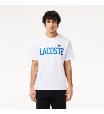 Lacoste T-shirt z kontrastowym nadrukiem i białą naszywką