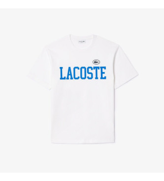 Lacoste T-shirt med kontrastfrgat tryck och vitt mrke